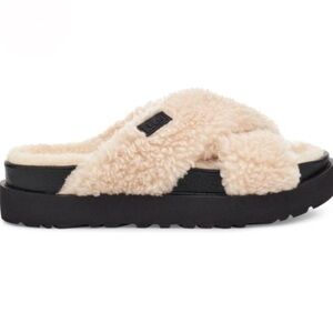 UGG Fuzz Sugar Cross Slide Natural size 7
